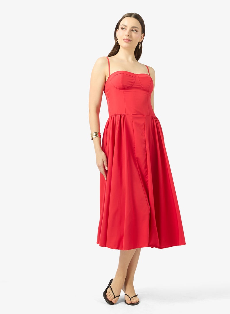 جينجر فستان بخصر ضيق وقصة أميرة بياقة على شكل قلب - Image 1